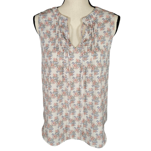 Collective Concepts Sleevless V Neck Floral Blouse, Ivory/Multi, XS - Picture 1 of 12